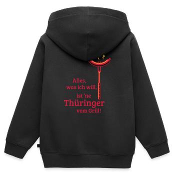 Eine Thüringer vom Grill! (3C) - Kinder Premium Organic Zip Hoodie - Schwarz - Hinten - AI Model Kid Male (0cm)