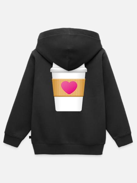 Smiley Coffee Mug - Kinder Premium Organic Zip Hoodie - Schwarz