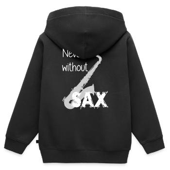 Saxofon / Nicht ohne Saxofon / Jazz / Sax - Kinder Premium Organic Zip Hoodie - Schwarz - Hinten - AI Model Kid Male (0cm)