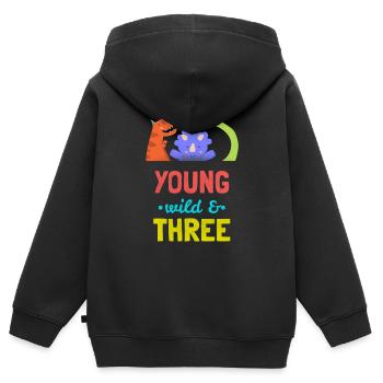 Young wild three - Jung wild drei - 3. Geburtstag - Kinder Premium Organic Zip Hoodie - Schwarz - Hinten - AI Model Kid Male (0cm)