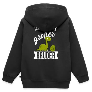 Ich werde großer Bruder Dino Kind Schwangerschaft - Kinder Premium Organic Zip Hoodie - Schwarz - Hinten - AI Model Kid Male (0cm)