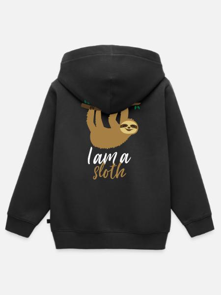 Partnershirt Faultier Er - Kinder Premium Organic Zip Hoodie - Schwarz