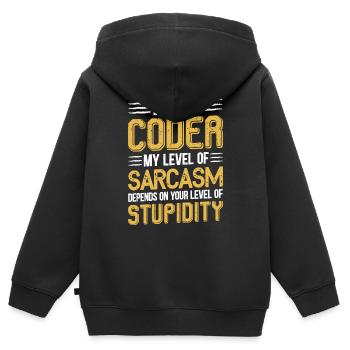 I am a coder my level of sarcasm - Kinder Premium Organic Zip Hoodie - Schwarz - Hinten - AI Model Kid Male (0cm)