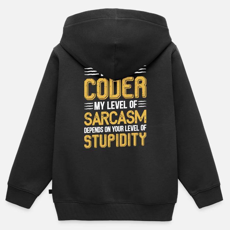 I am a coder my level of sarcasm - Sweat Premium à capuche zippé enfant bio - noir