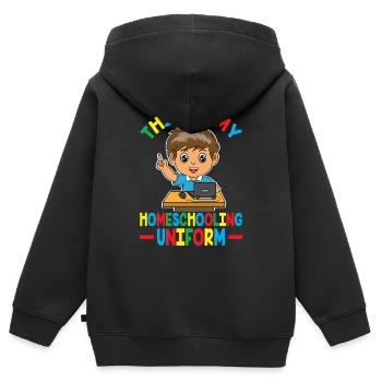 Child Kid homeschool uniform by The Manzanita´s - Kinder Premium Organic Zip Hoodie - Schwarz - Hinten - AI Model Kid Male (0cm)