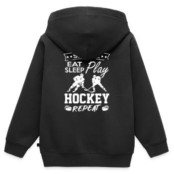 Ice Hockey Players - Kinder Premium Organic Zip Hoodie - Schwarz - Hinten - AI Model Kid Male (0cm)
