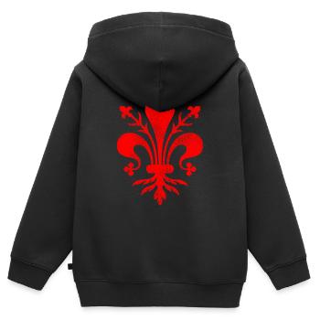 Florentiner Lilie - Fleur de Lis - Vintage - Kinder Premium Organic Zip Hoodie - Schwarz - Hinten - AI Model Kid Male (0cm)