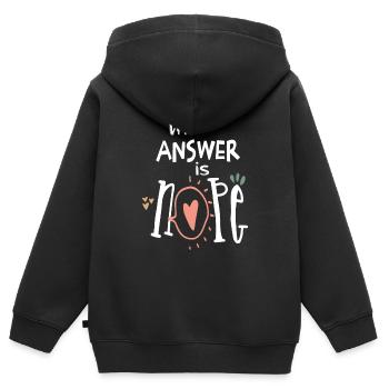 die Antwort ist Nein! - Kinder Premium Organic Zip Hoodie - Schwarz - Hinten - AI Model Kid Male (0cm)