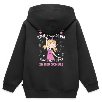 Schulkind - Kinder Premium Organic Zip Hoodie - Schwarz - Hinten - AI Model Kid Male (0cm)