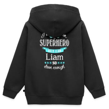Liam - Kinder Premium Organic Zip Hoodie - Schwarz - Hinten - AI Model Kid Male (0cm)