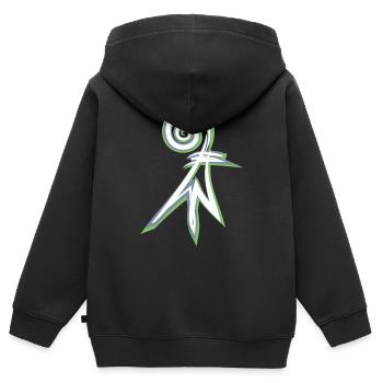 baslerstab Basel - Kinder Premium Organic Zip Hoodie - Schwarz - Hinten - AI Model Kid Male (0cm)