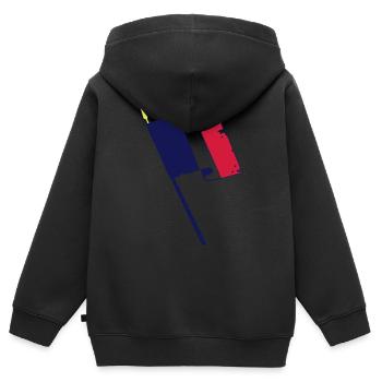 drapeau français - Sweat Premium à capuche zippé enfant bio - noir - Dos - AI Model Kid Male (0cm)
