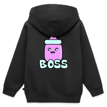 babyflasche boss 02 - Kinder Premium Organic Zip Hoodie - Schwarz - Hinten - AI Model Kid Male (0cm)