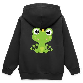 Frog King - Kids Premium Organic Zip-up Hoodie - black - Back - AI Model Kid Male (0cm)