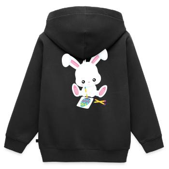 Osterhase - Kinder Premium Organic Zip Hoodie - Schwarz - Hinten - AI Model Kid Male (0cm)
