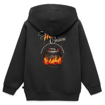 Dutch Oven Hot Cuisine - Kinder Premium Organic Zip Hoodie - Schwarz - Hinten - AI Model Kid Male (0cm)