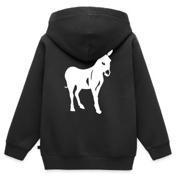 Donkey Esel - Kinder Premium Organic Zip Hoodie - Schwarz - Hinten - AI Model Kid Male (0cm)