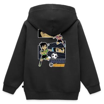 Frauenfußball - Kinder Premium Organic Zip Hoodie - Schwarz - Hinten - AI Model Kid Male (0cm)