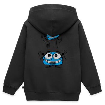 Papa Monster jette un enfant - Sweat Premium à capuche zippé enfant bio - noir - Dos - AI Model Kid Male (0cm)