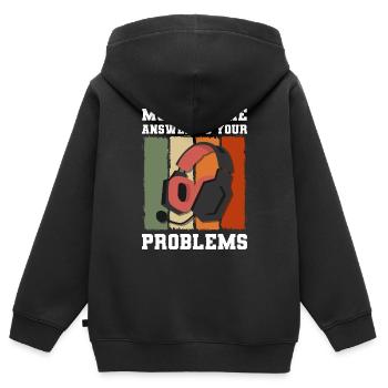 Problème Pas mon problème Je m’en fiche - Sweat Premium à capuche zippé enfant bio - noir - Dos - AI Model Kid Male (0cm)