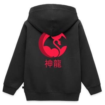 Drache - Kinder Premium Organic Zip Hoodie - Schwarz - Hinten - AI Model Kid Male (0cm)