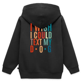 Ich wünschte, ich hätte meinem Hund eine SMS schreiben können - Kinder Premium Organic Zip Hoodie - Schwarz - Hinten - AI Model Kid Male (0cm)