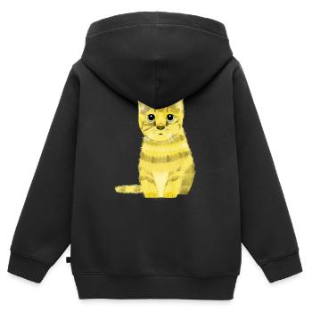 Chat fortune - Sweat Premium à capuche zippé enfant bio - noir - Dos - AI Model Kid Male (0cm)