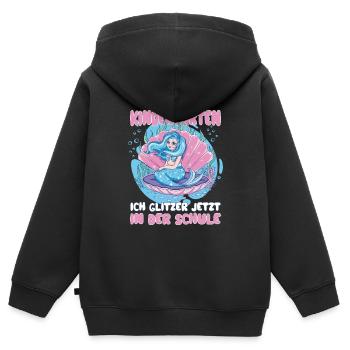Ich glitzer jetzt in der Schule Meerjungfrau - Kinder Premium Organic Zip Hoodie - Schwarz - Hinten - AI Model Kid Male (0cm)