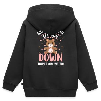 Teddy Baby Kinder Stofftier - Kinder Premium Organic Zip Hoodie - Schwarz - Hinten - AI Model Kid Male (0cm)