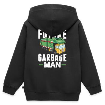 Recycling Garbage Truck – Recycling Management - Kinder Premium Organic Zip Hoodie - Schwarz - Hinten - AI Model Kid Male (0cm)