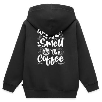 Kaffeebohne Energie Müdigkeit Frühstück - Kinder Premium Organic Zip Hoodie - Schwarz - Hinten - AI Model Kid Male (0cm)