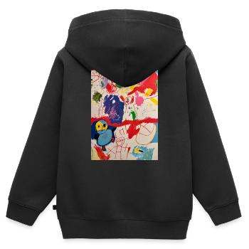 KidsArt - Villa Kunterbunt - Sweat Premium à capuche zippé enfant bio - noir - Dos - AI Model Kid Male (0cm)