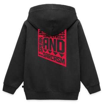 speak lyrics and sarcasm - Kids Premium Organic Zip-up Hoodie - black - Back - AI Model Kid Male (0cm)