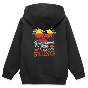 Wintersport Berge Skipiste - Kinder Premium Organic Zip Hoodie - Schwarz - Hinten - AI Model Kid Male (0cm)