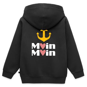 Moin Herz Anker Low German - Kids Premium Organic Zip-up Hoodie - black - Back - AI Model Kid Male (0cm)