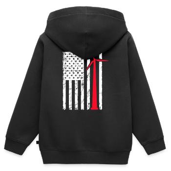 usa flag wind turbine Design for a usa enthusiast - Kinder Premium Organic Zip Hoodie - Schwarz - Hinten - AI Model Kid Male (0cm)