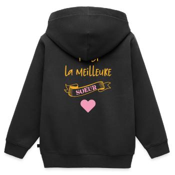 Tu est la meilleure soeur - Sweat Premium à capuche zippé enfant bio - noir - Dos - AI Model Kid Male (0cm)