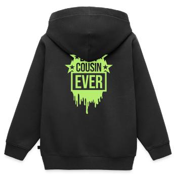 best cousin ever Zitat - Kinder Premium Organic Zip Hoodie - Schwarz - Hinten - AI Model Kid Male (0cm)