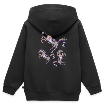 bunte Pferde (geometrisch) - Kinder Premium Organic Zip Hoodie - Schwarz - Hinten - AI Model Kid Male (0cm)