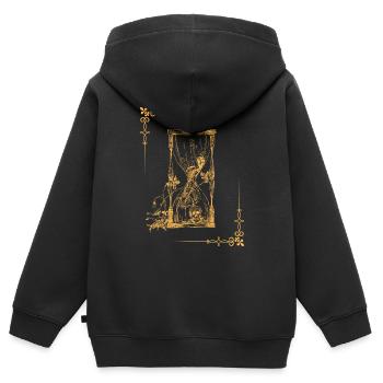 Sanduhr Design - Kinder Premium Organic Zip Hoodie - Schwarz - Hinten - AI Model Kid Male (0cm)