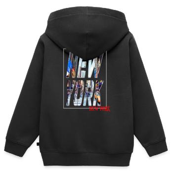 New York Ny - Sweat Premium à capuche zippé enfant bio - noir - Dos - AI Model Kid Male (0cm)