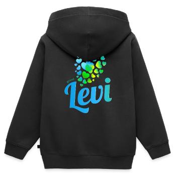 Lévi - Sweat Premium à capuche zippé enfant bio - noir - Dos - AI Model Kid Male (0cm)