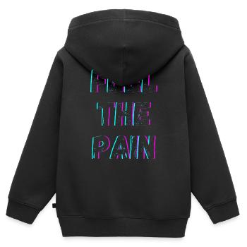 Ressentez la douleur - Sweat Premium à capuche zippé enfant bio - noir - Dos - AI Model Kid Male (0cm)