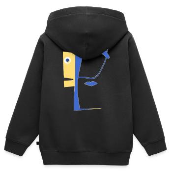 Unwirklicher Charakter - Kinder Premium Organic Zip Hoodie - Schwarz - Hinten - AI Model Kid Male (0cm)