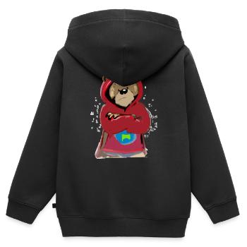 Bloo der mürrische Bär - Kinder Premium Organic Zip Hoodie - Schwarz - Hinten - AI Model Kid Male (0cm)