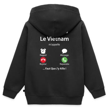 Le Vietnam M'appelle Faut Que J'y Aille Télé Écran - Sweat Premium à capuche zippé enfant bio - noir - Dos - AI Model Kid Male (0cm)