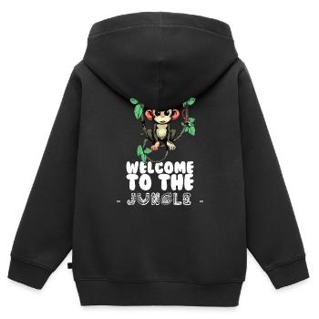 Willkommen im Dschungel - Kinder Premium Organic Zip Hoodie - Schwarz - Hinten - AI Model Kid Male (0cm)