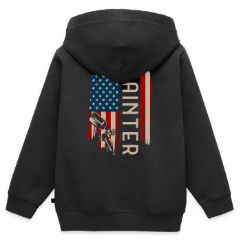 Peinture - Sweat Premium à capuche zippé enfant bio - noir - Dos - AI Model Kid Male (0cm)