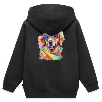 Cooler Hund Golden Retriever mit Sonnenbrille - Kinder Premium Organic Zip Hoodie - Schwarz - Hinten - AI Model Kid Male (0cm)