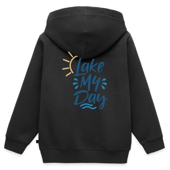 Lac Ma journée - Sweat Premium à capuche zippé enfant bio - noir - Dos - AI Model Kid Male (0cm)
